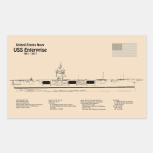 USS Enterprise - Scheepsblauwdruk Plannen SD Rechthoekige Sticker