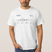 USS Enterprise - Scheepsblauwdruk Plannen SD T-shirt (Voorkant)