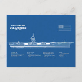 USS Enterprise - Scheepsblauwdrukplannen ABD Briefkaart