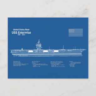 USS Enterprise - Scheepsblauwdrukplannen ABD Briefkaart