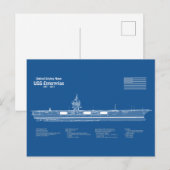 USS Enterprise - Scheepsblauwdrukplannen ABD Briefkaart (Voorkant / Achterkant)