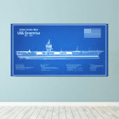 USS Enterprise - Scheepsblauwdrukplannen ABD Canvas Afdruk (Insitu (Houten vloer))