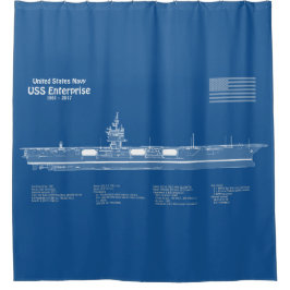 USS Enterprise - Scheepsblauwdrukplannen ABD Douchegordijn