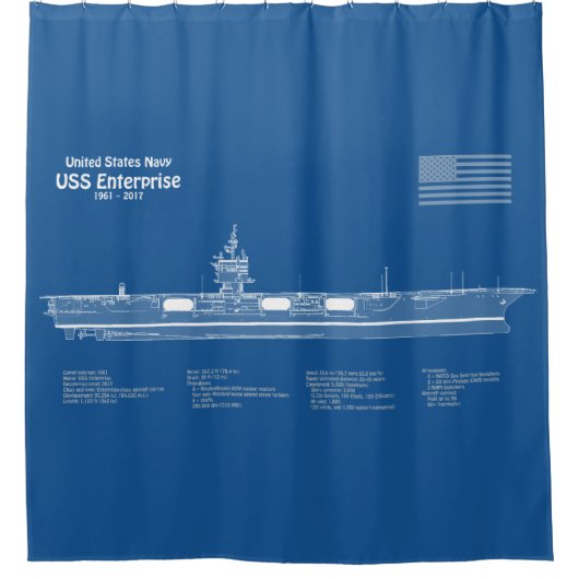 USS Enterprise - Scheepsblauwdrukplannen ABD Douchegordijn (Voorkant)
