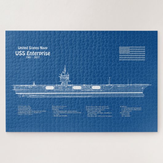 USS Enterprise - Scheepsblauwdrukplannen ABD Legpuzzel (Horizontaal)