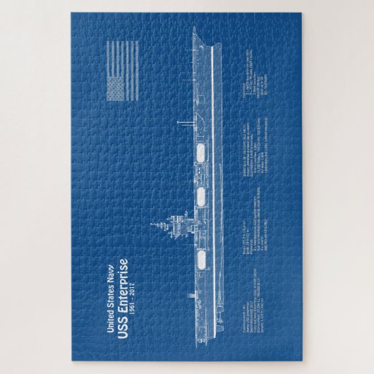 USS Enterprise - Scheepsblauwdrukplannen ABD Legpuzzel (Verticaal)