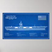 USS Enterprise - Scheepsblauwdrukplannen ABD Poster (Voorkant)
