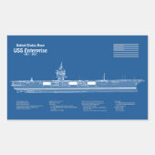 USS Enterprise - Scheepsblauwdrukplannen ABD Rechthoekige Sticker (Voorkant)