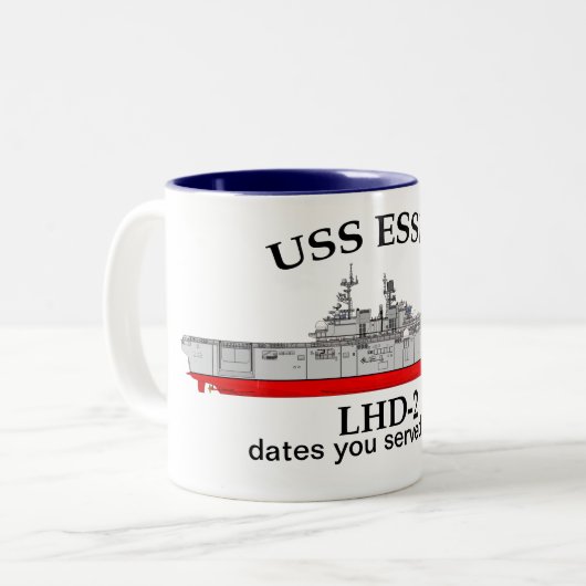 USS Essex, LHD-2, aanpasbare data gediend Tweekleurige Koffiemok (Voorkant links)