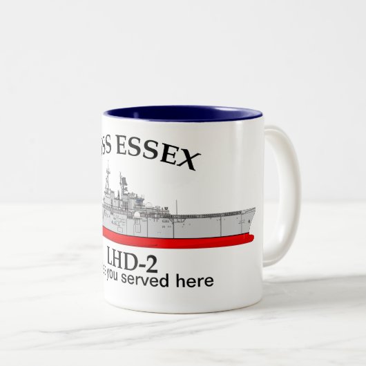 USS Essex, LHD-2, aanpasbare data gediend Tweekleurige Koffiemok (Voorkant rechts)