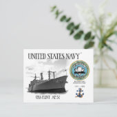 USS FLINT AE-32 AMMUNITION SHIP - Briefkaart (Staand voorkant)