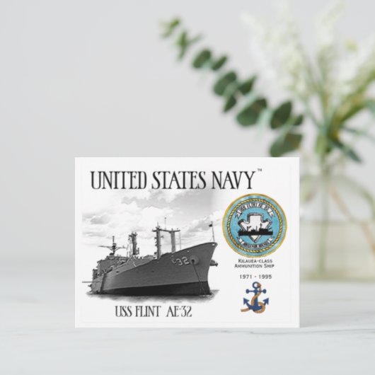 USS FLINT AE-32 AMMUNITION SHIP - Briefkaart (Staand voorkant)