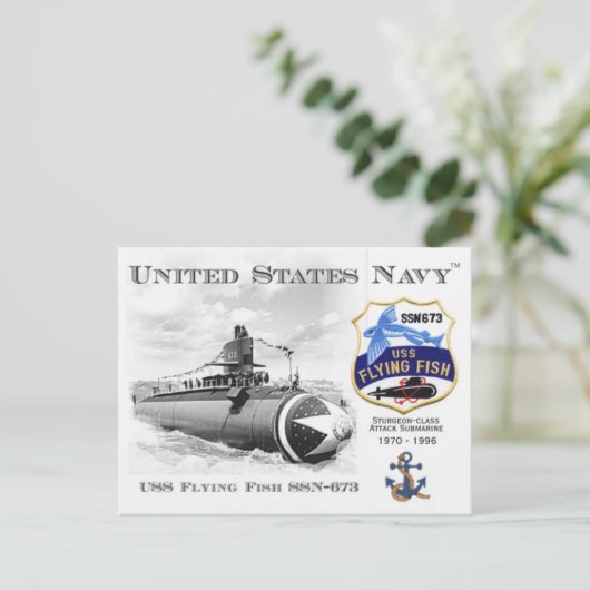USS FLYING FISH SSBN-673 SUBMARINEPostcard Briefkaart (Staand voorkant)