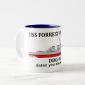USS Forrest Sherman, DDG-98, aanpasbare data Tweekleurige Koffiemok (Voorkant links)