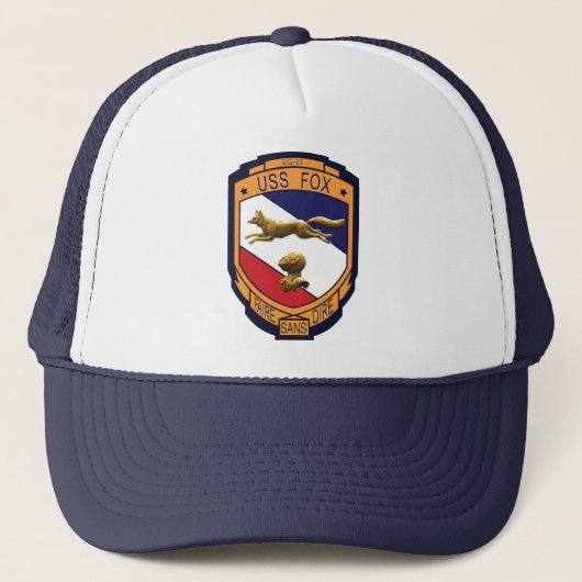 USS Fox (CG-33) Trucker Hat (multi-kleuren) Pet (Voorkant)