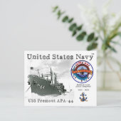USS FREMONT APA-44 ATTACK TRANSPORT BRIEFKAART (Staand voorkant)