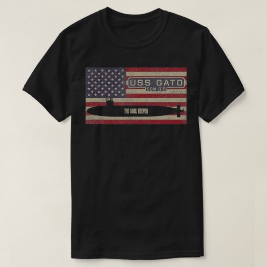 USS Gato SSN615 Nuclear Submarine American Flag T-shirt (Design voorkant)