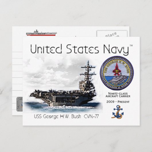 USS GEORGE H.W. STRUIK VLIEGTUIG CARRIER - Briefka Briefkaart (Voorkant / Achterkant)
