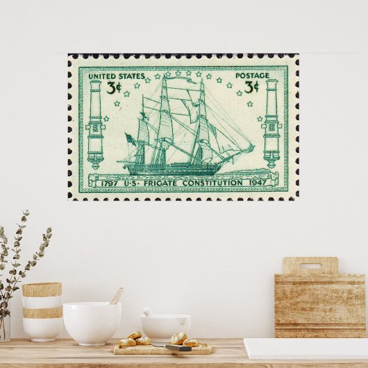 USS-grondwet 150e Jubileum Stempel 1947 Larg Poster (Keuken)