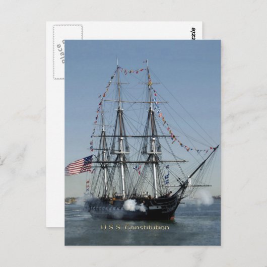 USS Grondwet Firming Cannons Briefkaart (Voorkant / Achterkant)