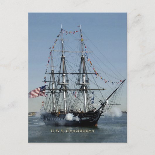 USS Grondwet Firming Cannons Briefkaart (Voorkant)