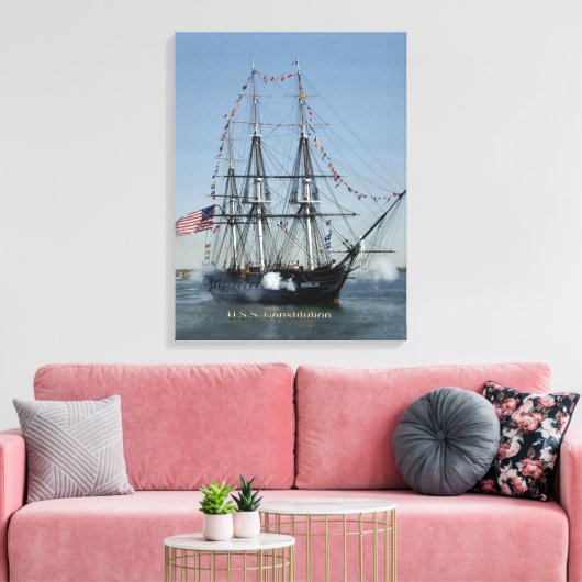 USS Grondwet Firming Cannons Canvas Afdruk (Insitu (Woonkamer))