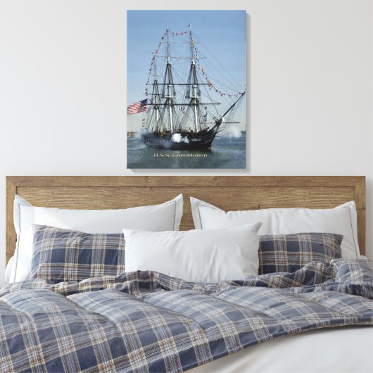 USS Grondwet Firming Cannons Canvas Afdruk (Insitu (Slaapkamer))