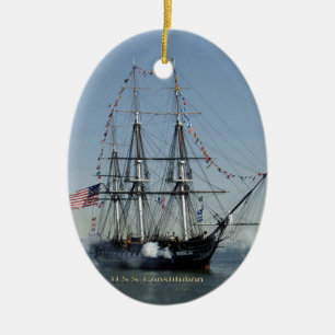 USS Grondwet Firming Cannons Keramisch Ornament