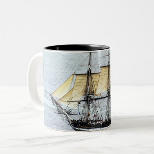 USS-grondwet in volledig masker Tweekleurige Koffiemok (Voorkant links)