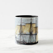 USS-grondwet in volledig masker Tweekleurige Koffiemok (Center)