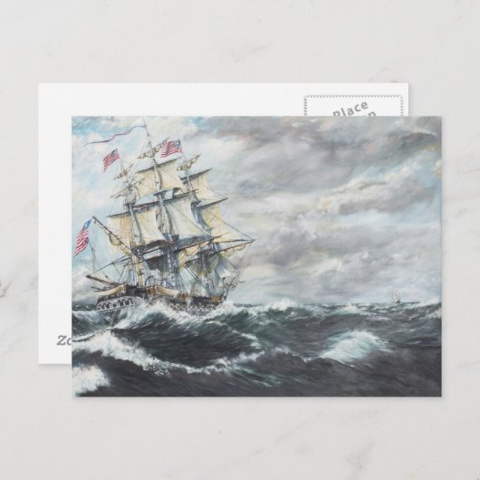 USS-grondwet leidt naar HM Frigate Guerriere Briefkaart (Voorkant / Achterkant)