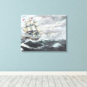 USS-grondwet leidt naar HM Frigate Guerriere Canvas Afdruk (Insitu (Houten vloer))