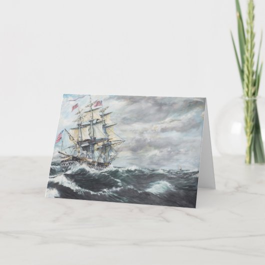 USS-grondwet leidt naar HM Frigate Guerriere Feestdagen Kaart (Voorkant)