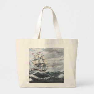 USS-grondwet leidt naar HM Frigate Guerriere Grote Tote Bag