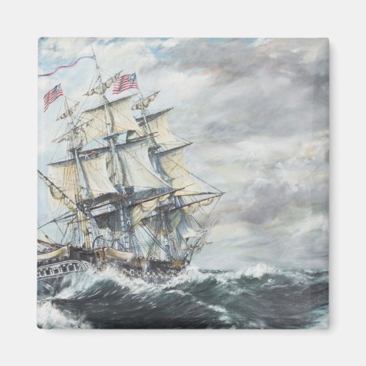 USS-grondwet leidt naar HM Frigate Guerriere Magneet (Voorkant)