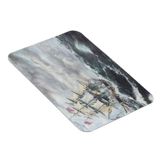 USS-grondwet leidt naar HM Frigate Guerriere Magneet (Rechterzijde)