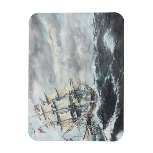 USS-grondwet leidt naar HM Frigate Guerriere Magneet (Verticaal)