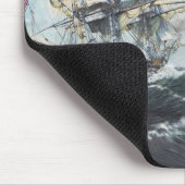 USS-grondwet leidt naar HM Frigate Guerriere Muismat (Hoek)