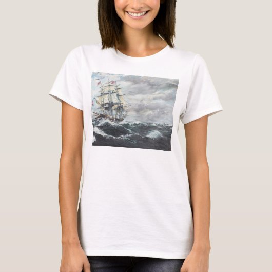 USS-grondwet leidt naar HM Frigate Guerriere T-shirt (Voorkant)