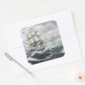 USS-grondwet leidt naar HM Frigate Guerriere Vierkante Sticker (Envelop)