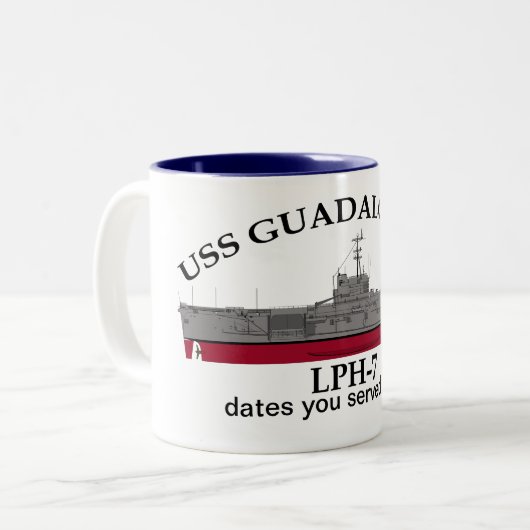 USS Guadalcanal, LPH-7, aanpasbare datums waarop d Tweekleurige Koffiemok (Voorkant links)