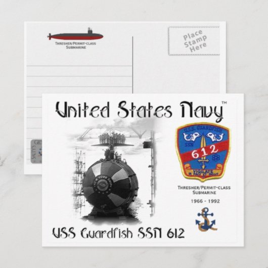 USS GUARDFISH SSN-612 BRIEFKAART (Voorkant / Achterkant)