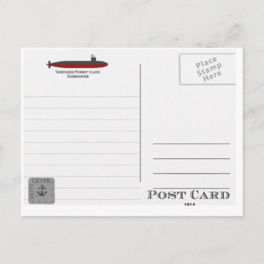 USS GUARDFISH SSN-612 BRIEFKAART z (Achterkant)