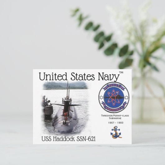 USS HADDOCK SSN-621 ONDERZEEËR BRIEFKAART (Staand voorkant)