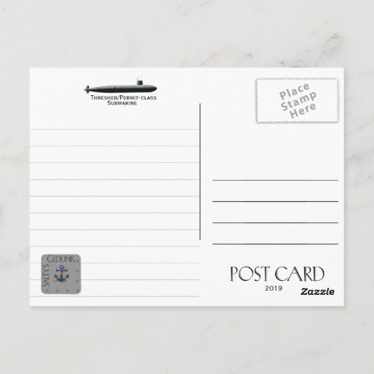 USS HADDOCK SSN-621 ONDERZEEËR BRIEFKAART (Achterkant)