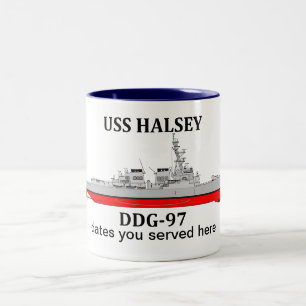 USS Halsey, DDG-97, aanpasbare data gediend Tweekleurige Koffiemok