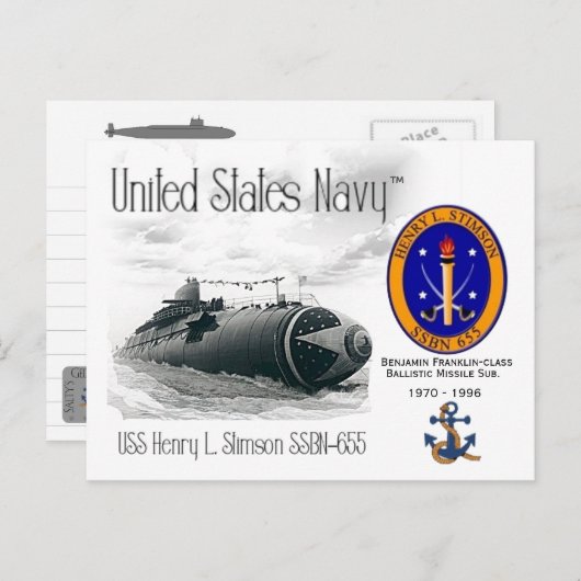 USS HENRY L. STIMSON SSBN-655 - BRIEFKAART (Voorkant / Achterkant)