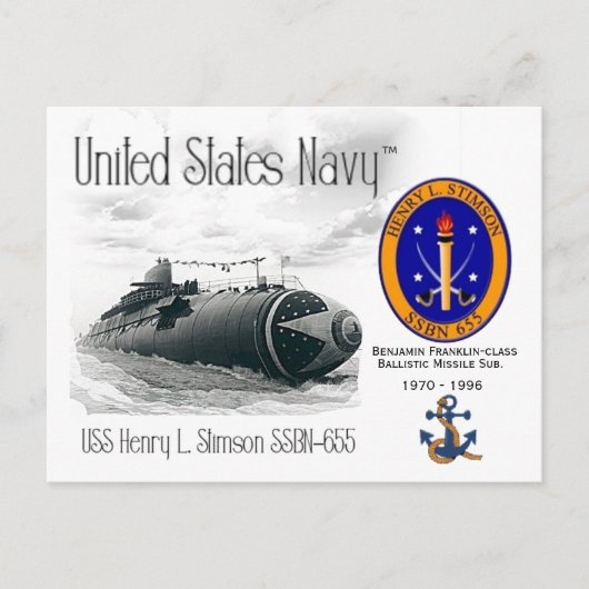 USS HENRY L. STIMSON SSBN-655 - BRIEFKAART (Voorkant)