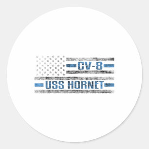 USS Hornet WWII Vliegtuig Carrier CV-8 US Army Ronde Sticker