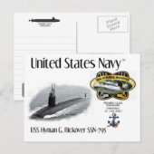 USS HYMAN G. RICKOVER SSN-795 SUBMARINE a BRIEFKAA Briefkaart (Voorkant / Achterkant)